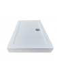 White 120x80 cm shower tray with a frame, feet and a drain in the middle - 2